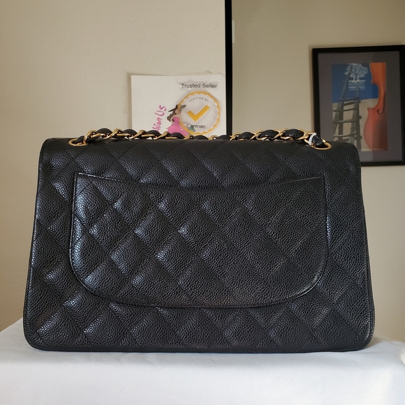 Chanel Classic Jumbo Black Caviar Gold Hw - Picture 14 of 16